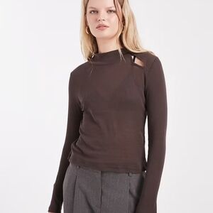 ✨Women's Brown Long Sleeve Top Size Large